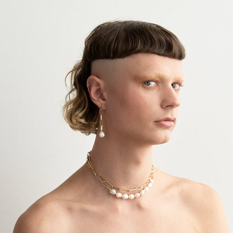 Silver Baroque Pearl Link Choker