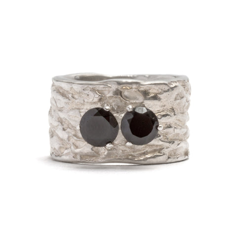 Gorilla Skin Double Onyx Ring by Lisa Roet