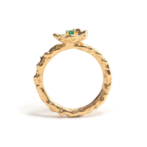 Yellow Gold and Emerald Cusp Ring