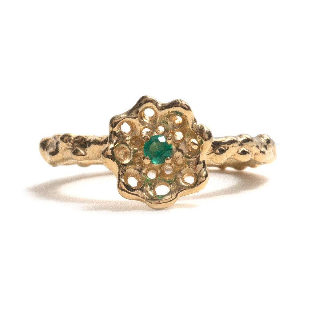 Yellow Gold and Emerald Cusp Ring