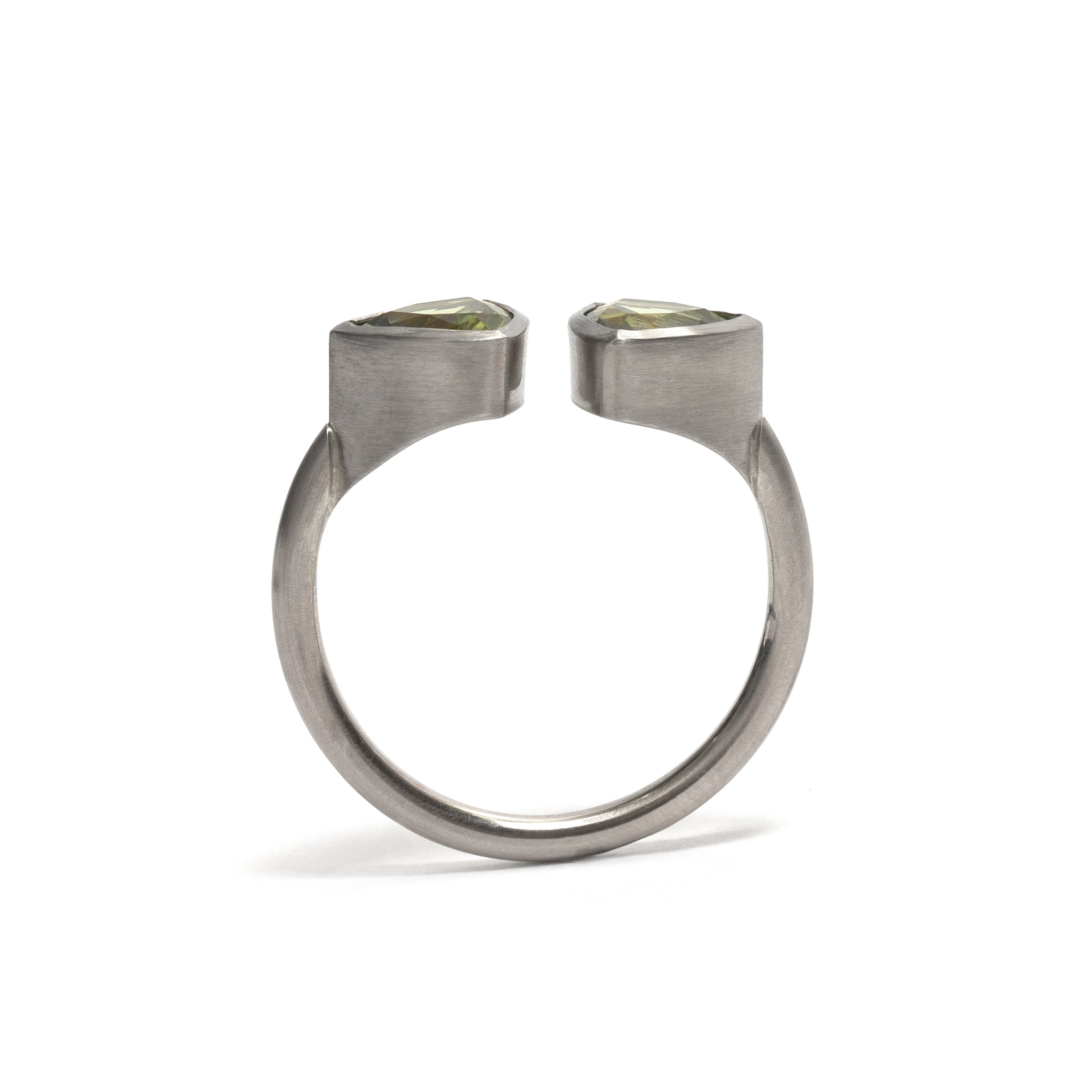 Double Trillion Peridot Ring