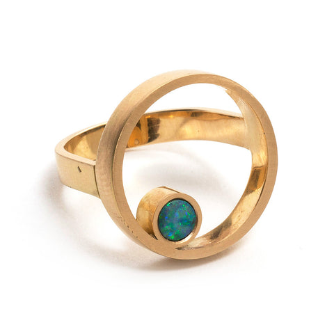 Gold Opal Double Circle Ring by Melanie Katsalidis