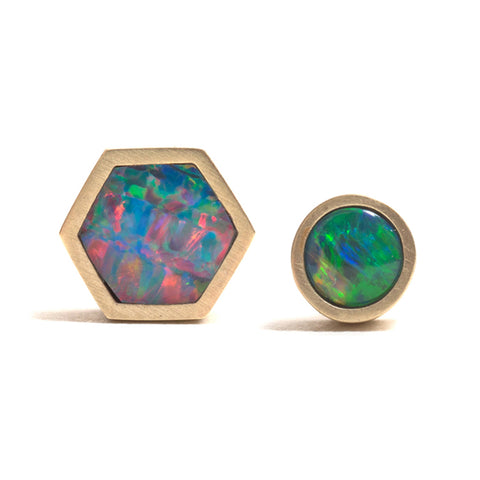 Golden Opal Element Single Stud Earrings