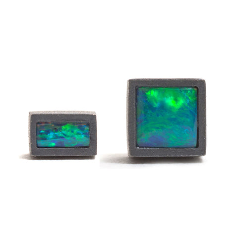 Oxidised Opal Element Single Stud Earrings