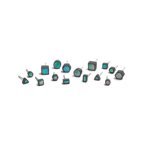 Oxidised Opal Element Single Stud Earrings