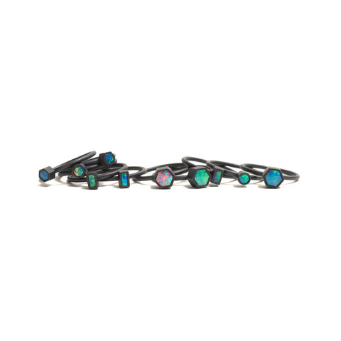 Oxidised Opal Element Stacking Ring
