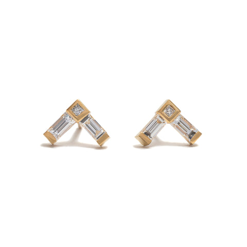 Right Angle Diamond Earrings by Melanie Katsalidis