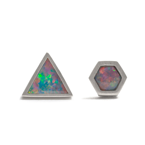 Silver Opal Element Single Stud Earrings