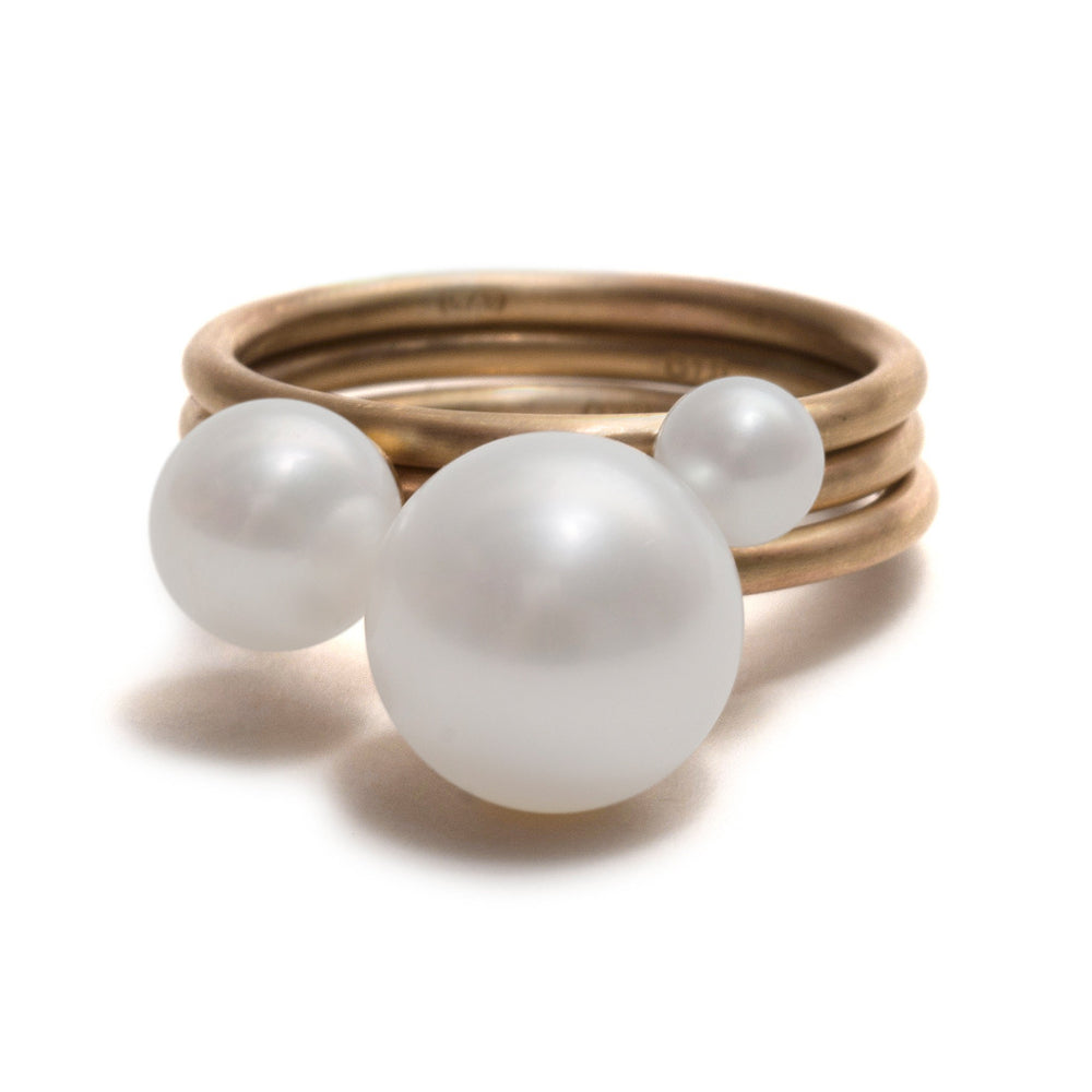 White Pearl Stacking Rings