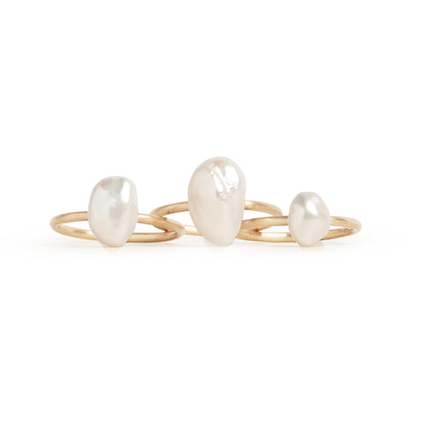 Baroque Pearl Gold Stacking Ring by Melanie Katsalidis