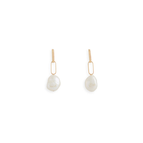 Baroque Pearl Drop Petite Link Earrings by Melanie Katsalidis