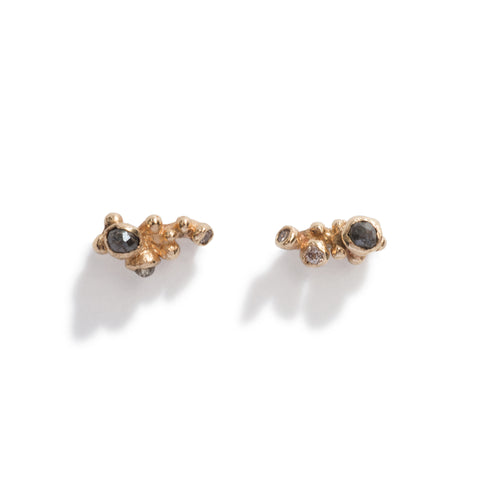 Champagne Diamond Cluster Stud Earrings