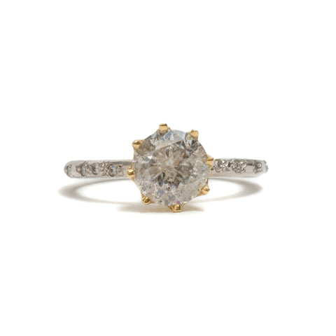 Salt and Pepper Solitaire Ring