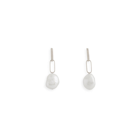 Baroque Pearl Drop Petite Link Earrings
