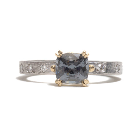 Cushion Cut Spinel and Diamond Ring by Shimara Carlow