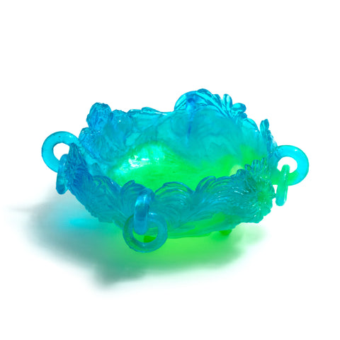 Chrysanthemum Bowl (Blue & Neon Green) by Kate Rohde